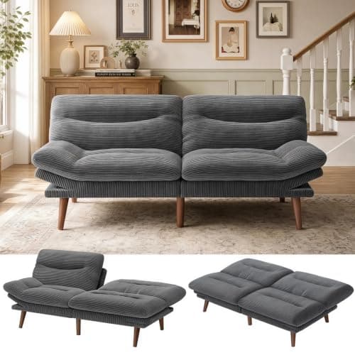 Marsail 66.02" Futon Sofa Bed, Convertible Couch & Sleeper Sofa, Light Grey