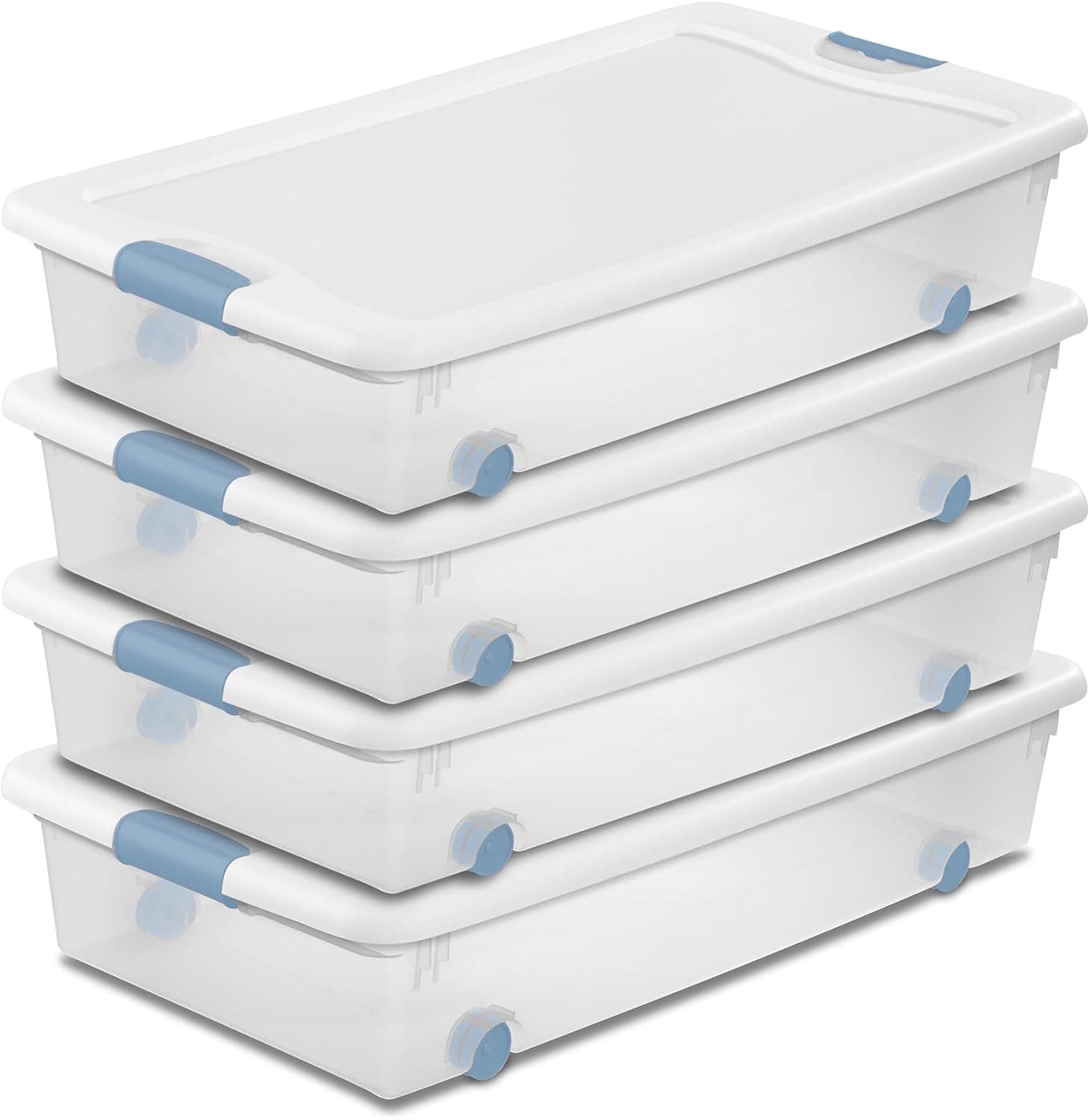 Sterilite 56 Qt Wheeled Latching Storage Box (4-Pack)