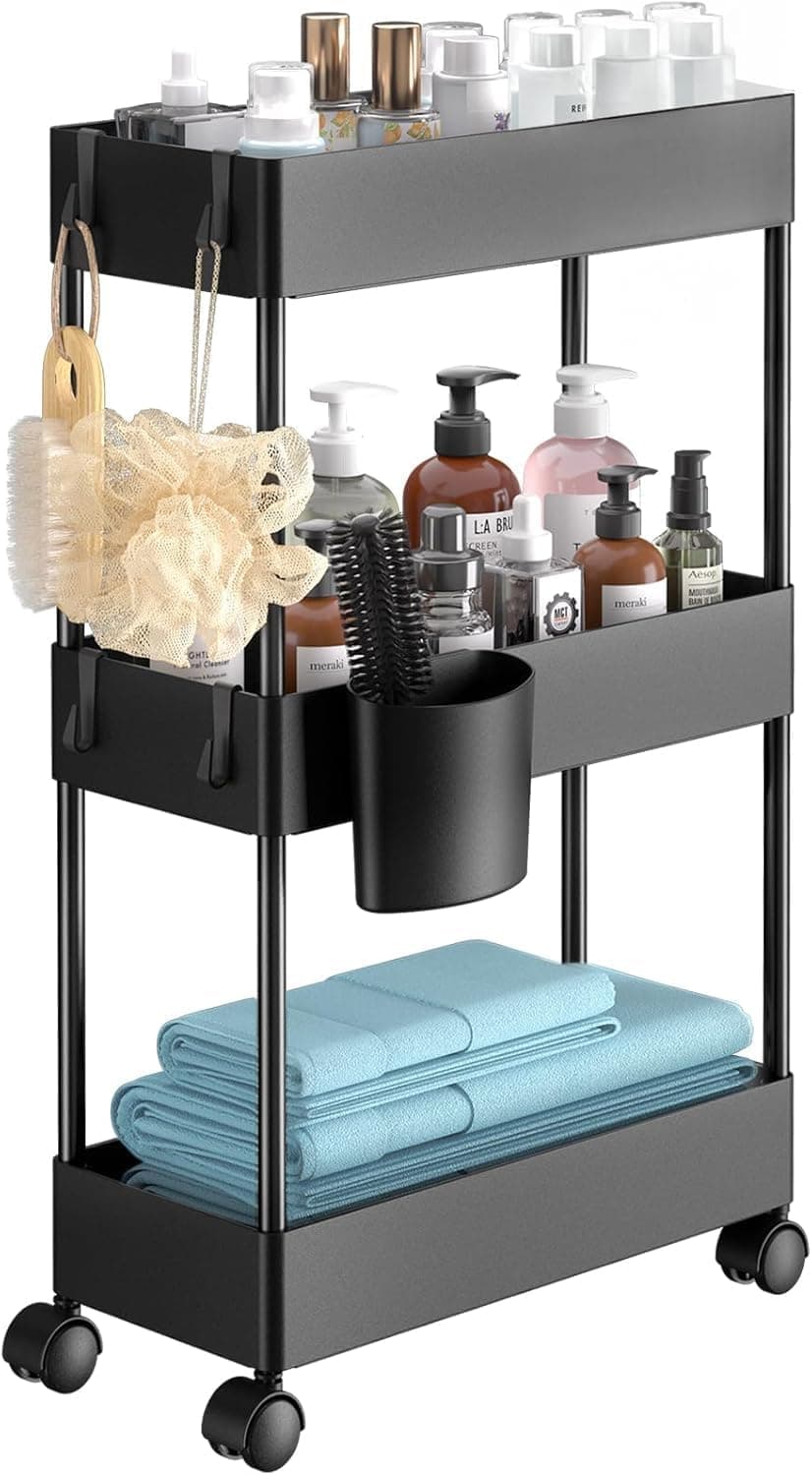 Pipishell 3-Tier Slim Rolling Cart