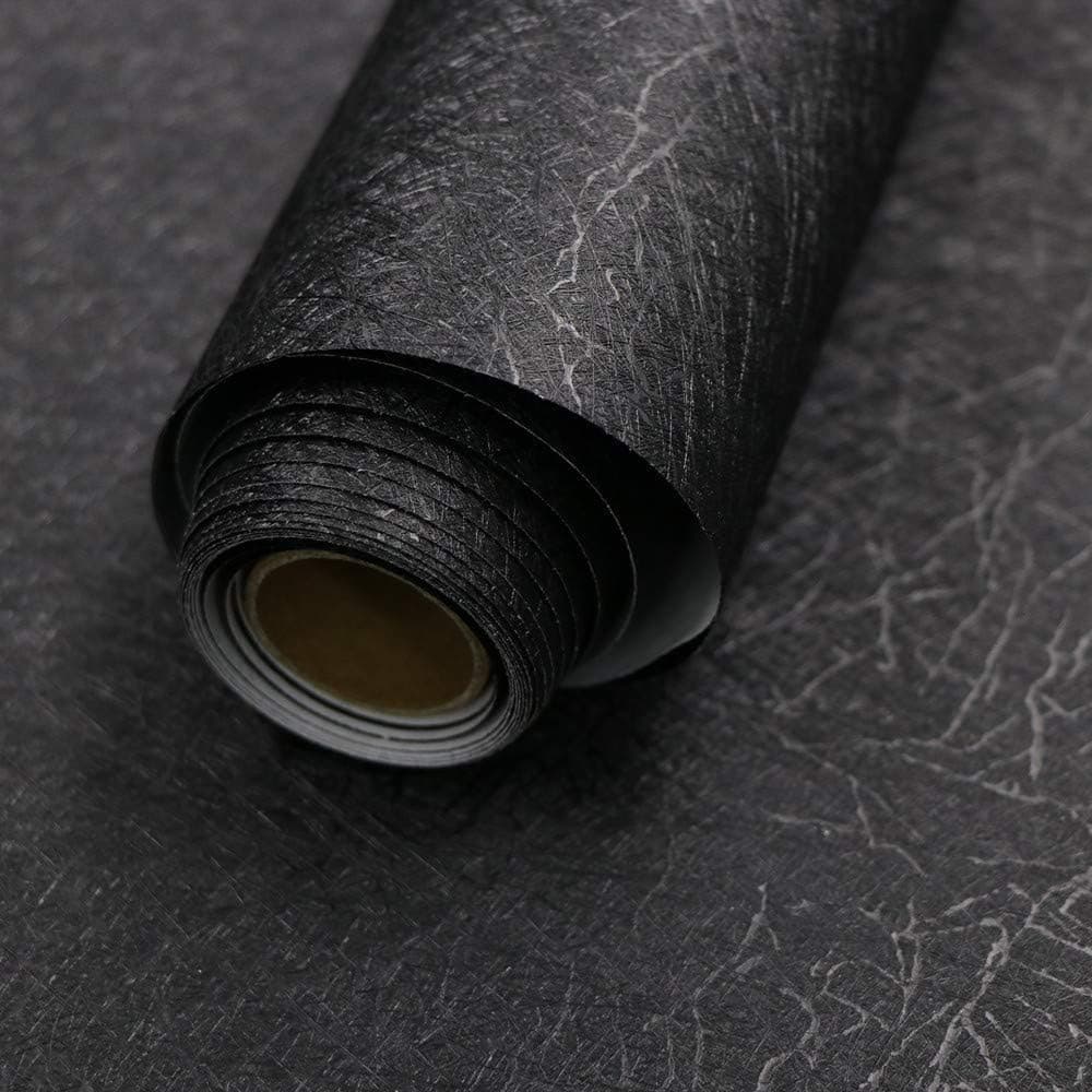 Abyssaly Black Silk Embossed Peel-and-Stick Wallpaper