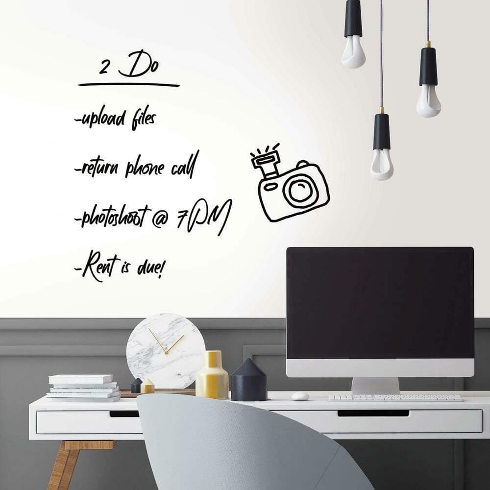 RoomMates Dry-Erase Whiteboard Peel-and-Stick Wallpaper