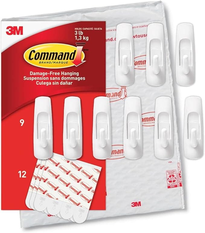 Command Medium Utility Hooks (9 hooks, 12 strips, 3 lb)
