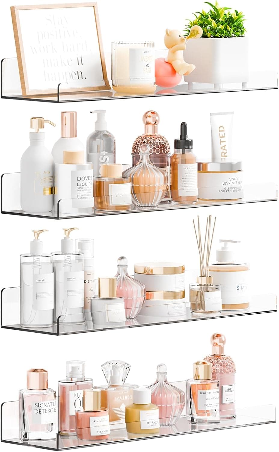 Yieach 15 in Adhesive Acrylic Shelves (4-Pack)