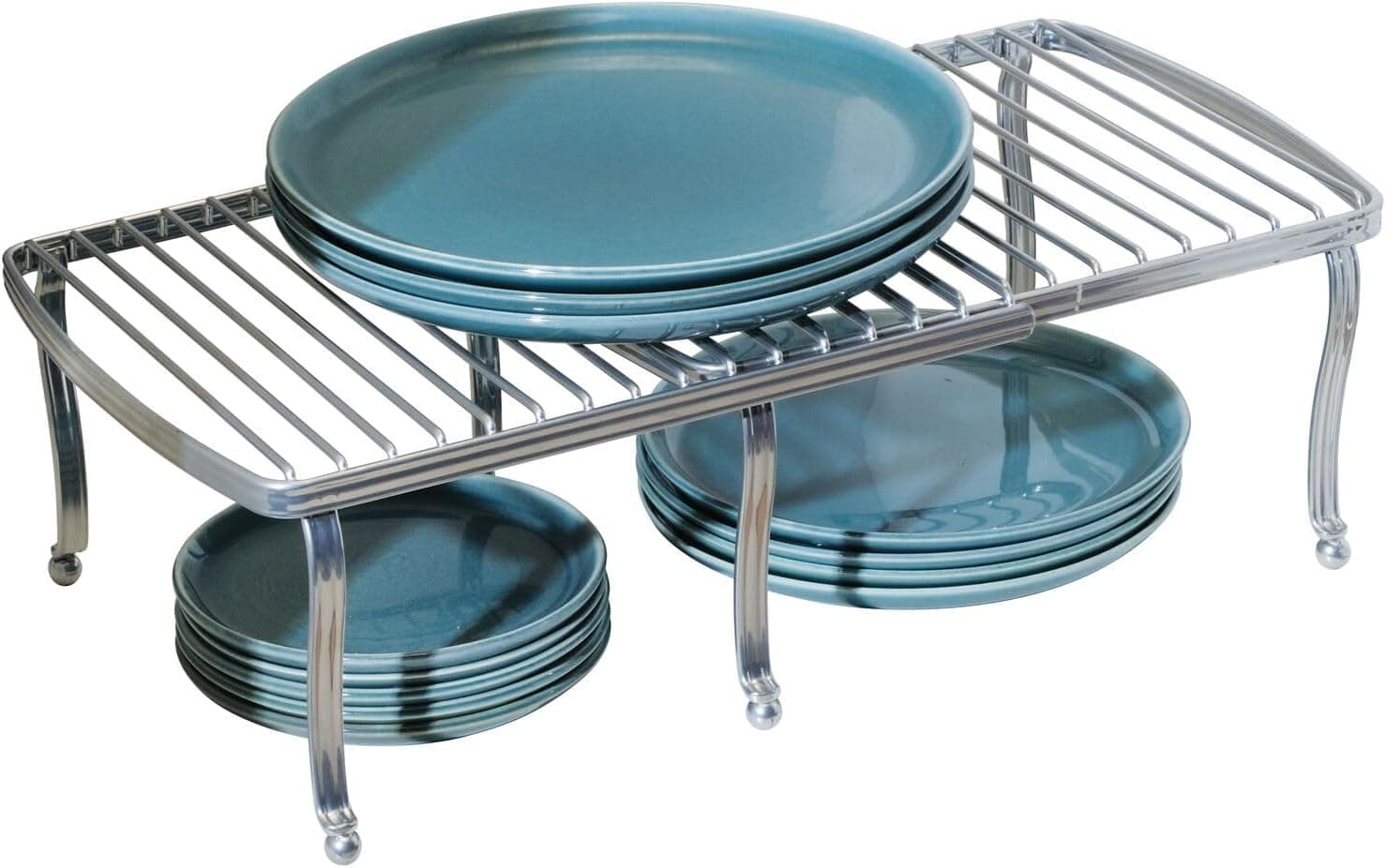 mDesign Expandable Wire Cabinet Shelf Rack (2-Pack)