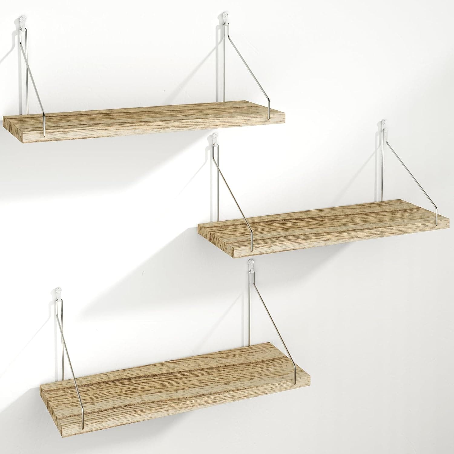Fixwal No-Drill Floating Shelves (Set of 3, adhesive + nails)