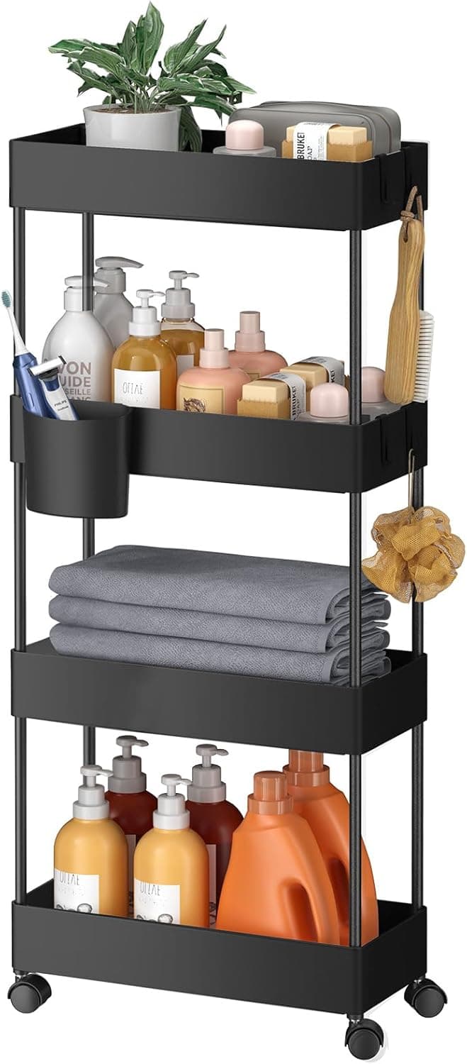 Pipishell Slim 4-Tier Rolling Cart (7.1 in)