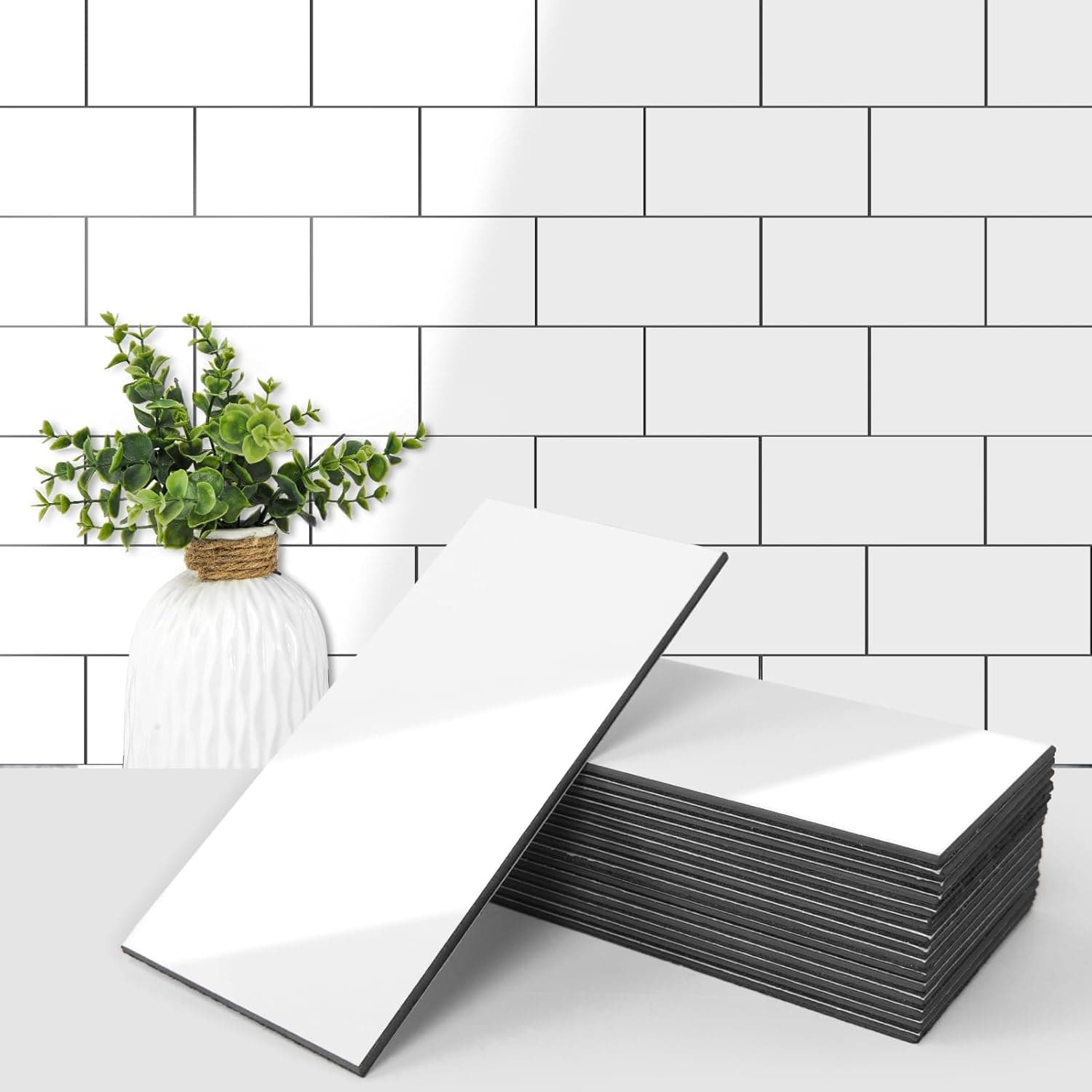 Art3d Peel-and-Stick Subway Tile, Glossy White (102 pieces)