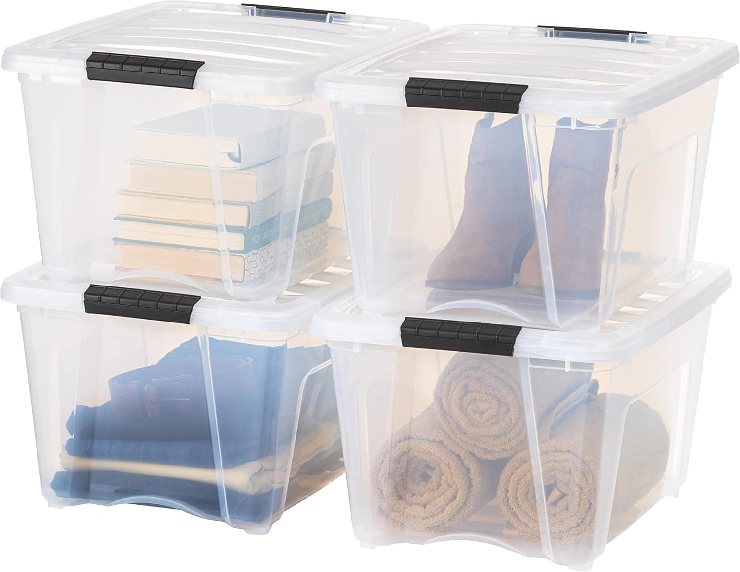 IRIS USA 32 Qt Stackable Storage Bins with Lids (4-Pack)