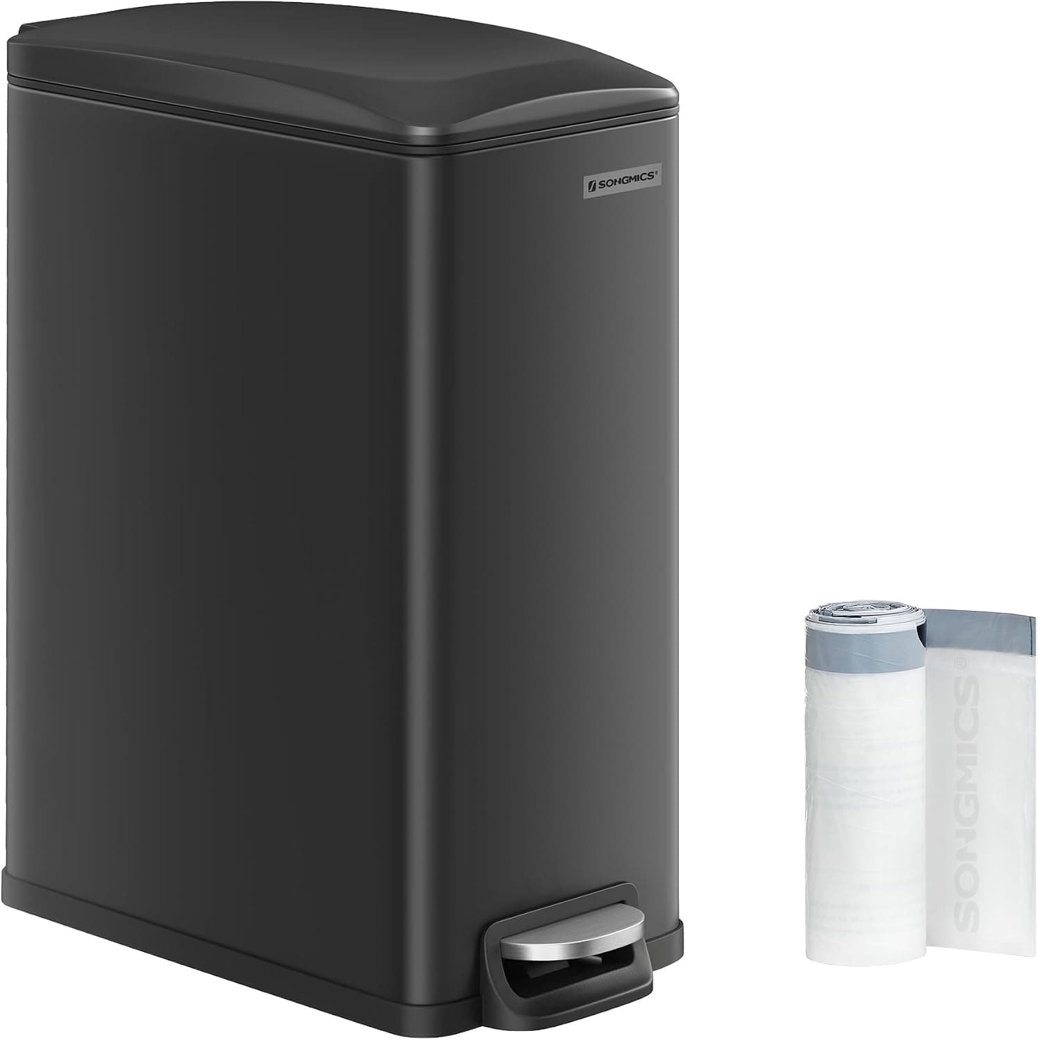 SONGMICS 13 Gal Slim Trash Can, Soft-Close