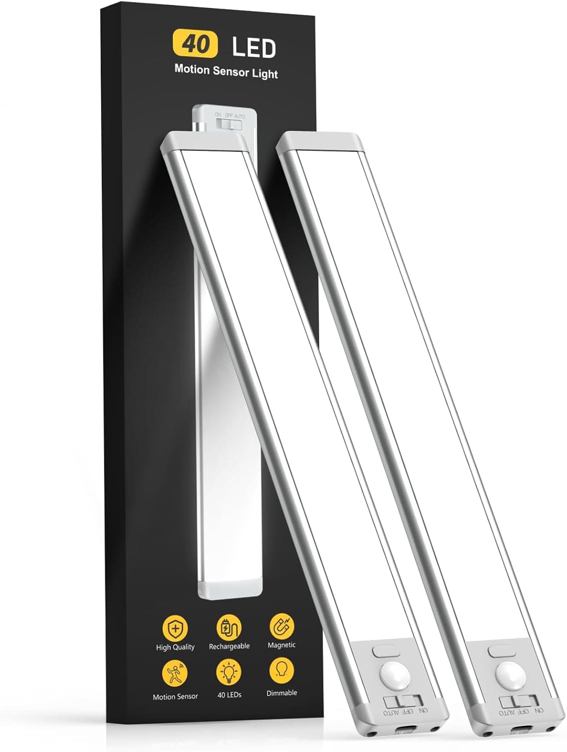 MCGOR Rechargeable Motion-Sensor LED Bar (10 in, 2-Pack)