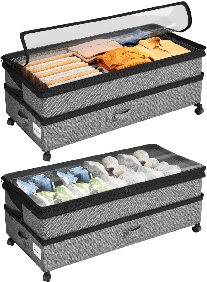 Kitstorack Height-Adjustable Under-Bed Storage (2-Pack)