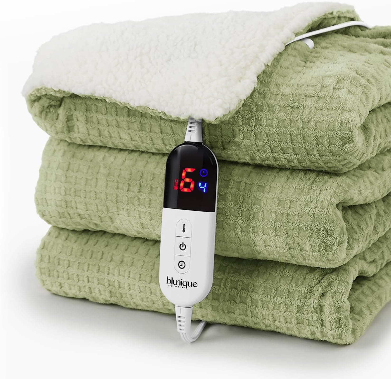 blunique Waffle-Sherpa Heated Throw 50x60