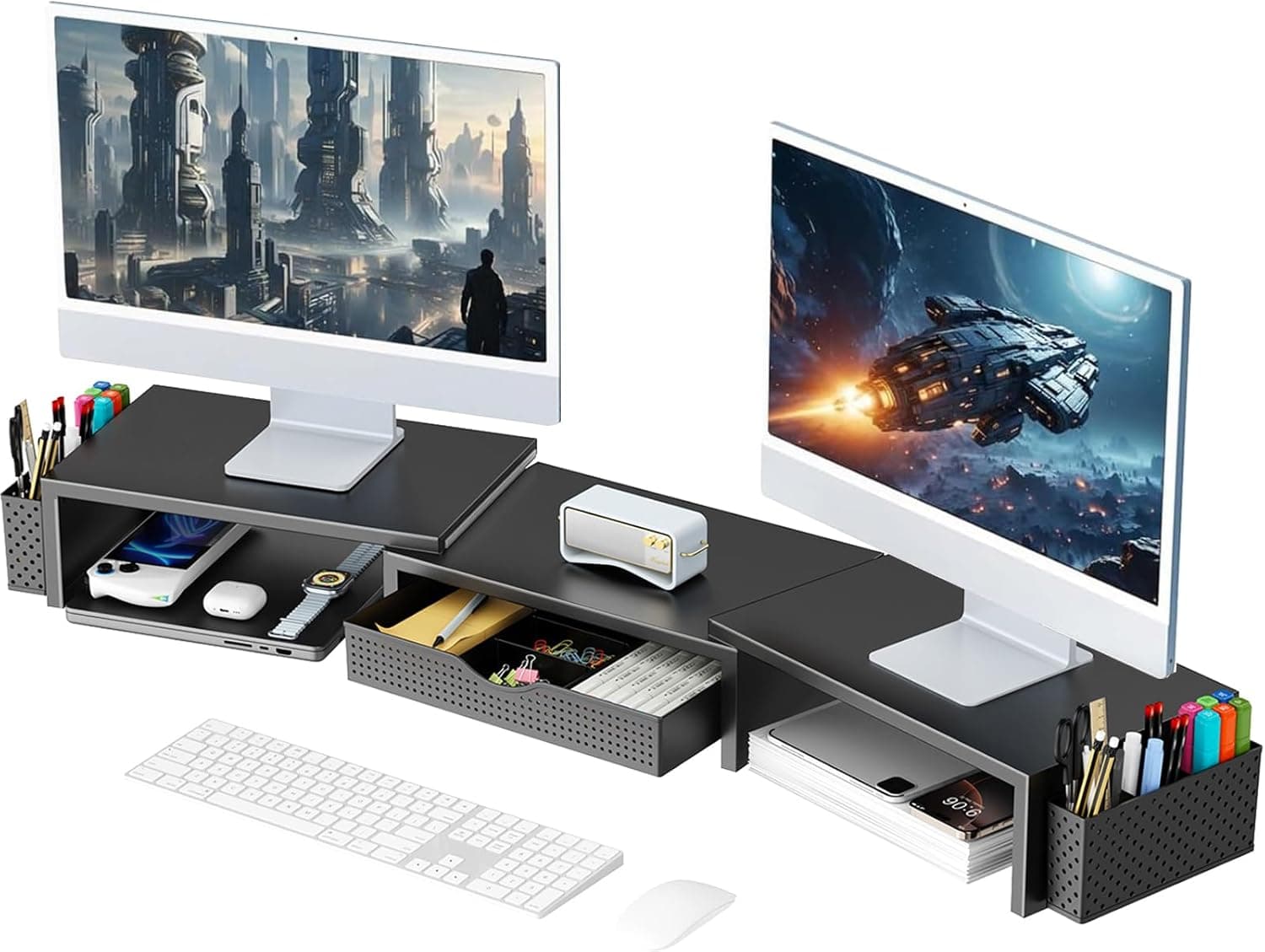 gianotter Dual Monitor Stand with Drawer