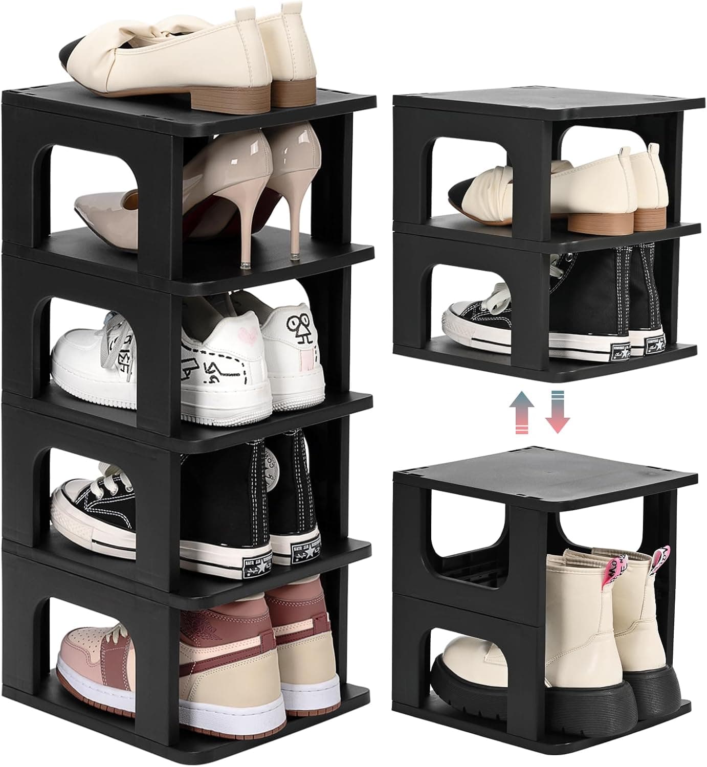TRZZ 5-Tier Narrow Stackable Shoe Rack