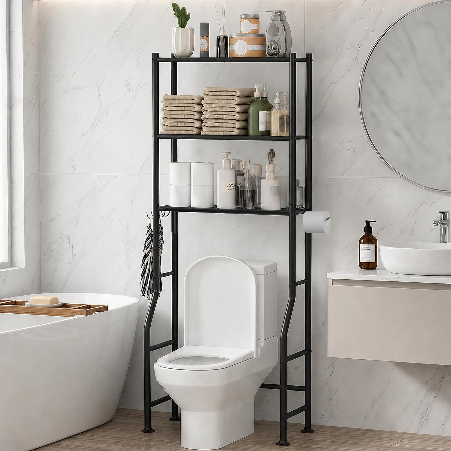 GloTika 3-Tier Anti-Tilt Over-Toilet Rack