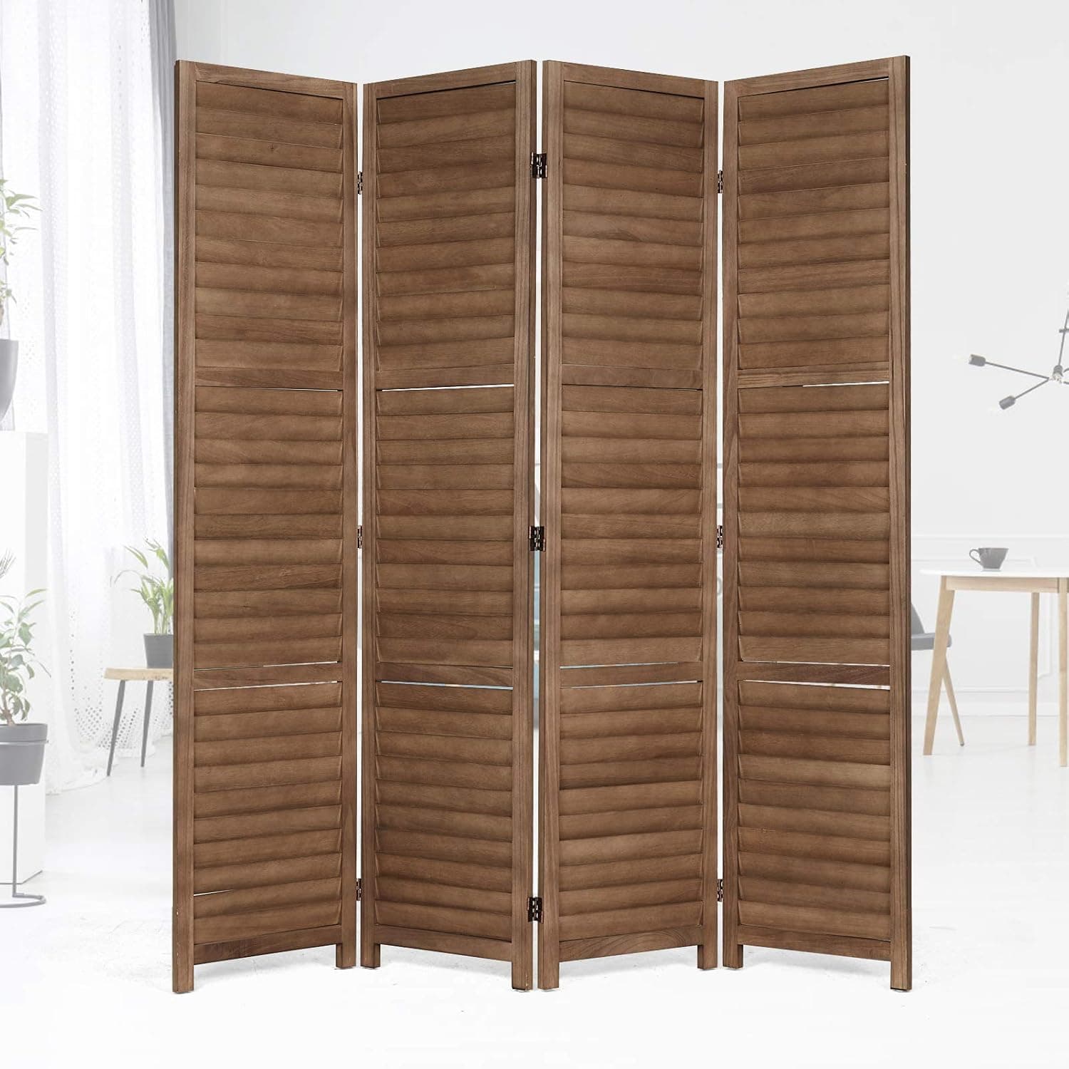 Esright 4-Panel Solid Wood Room Divider (5.6 ft)