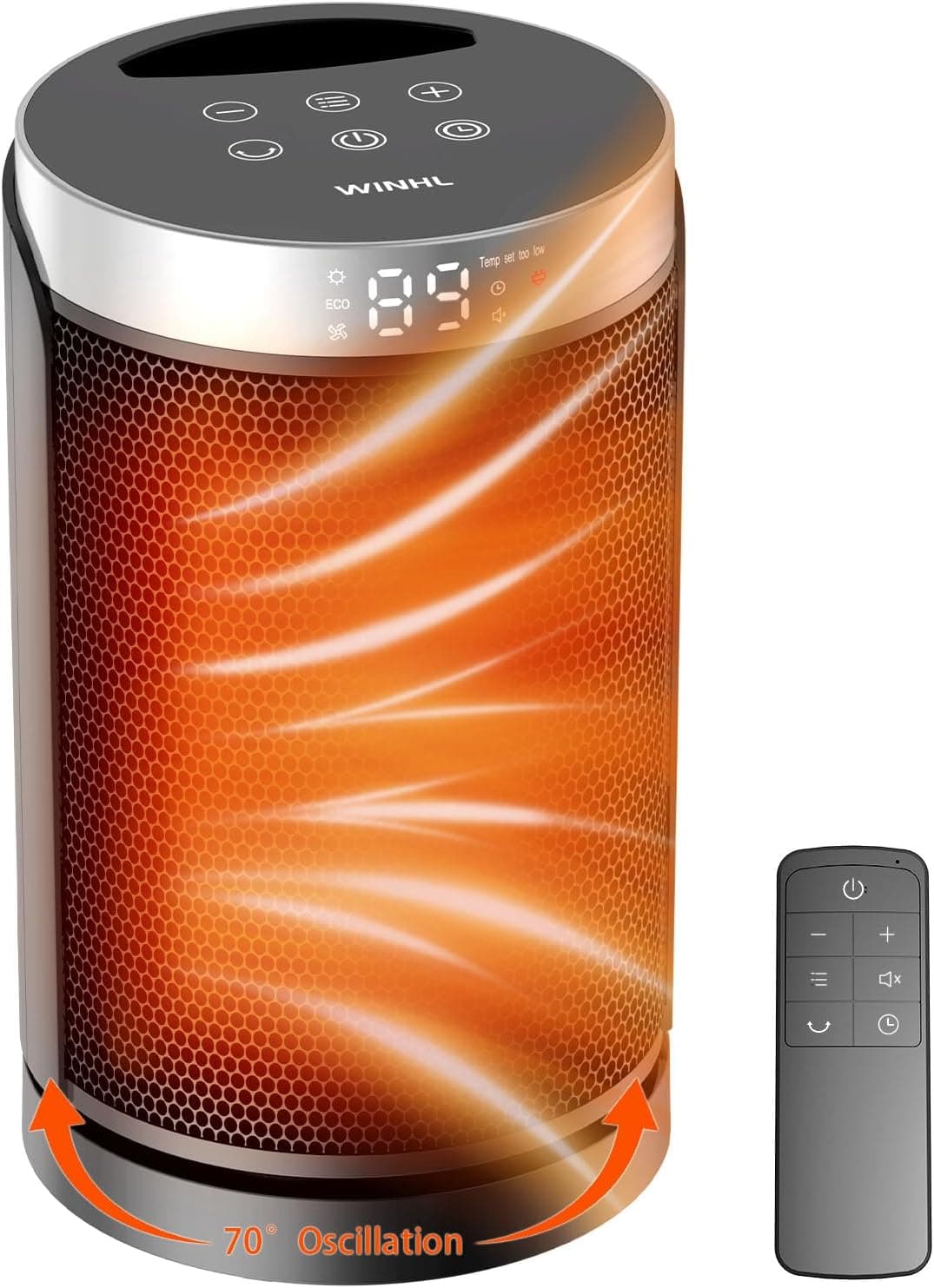 WINHL Small Space Heater with Thermostat & Remote