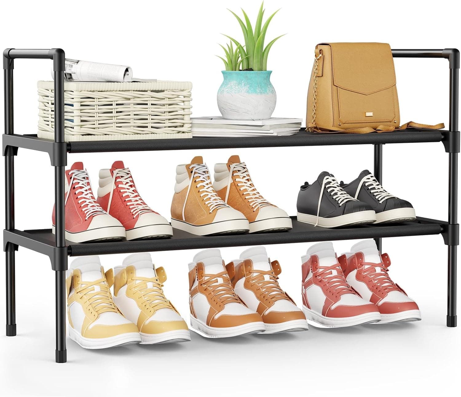Kitsure 2-Tier Shoe Organizer with Side Handles