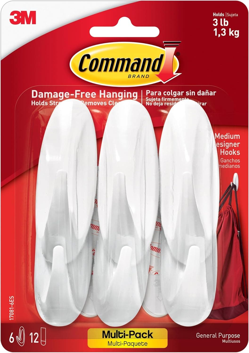 Command Medium Designer Hooks (6 hooks, 12 strips, 3 lb)