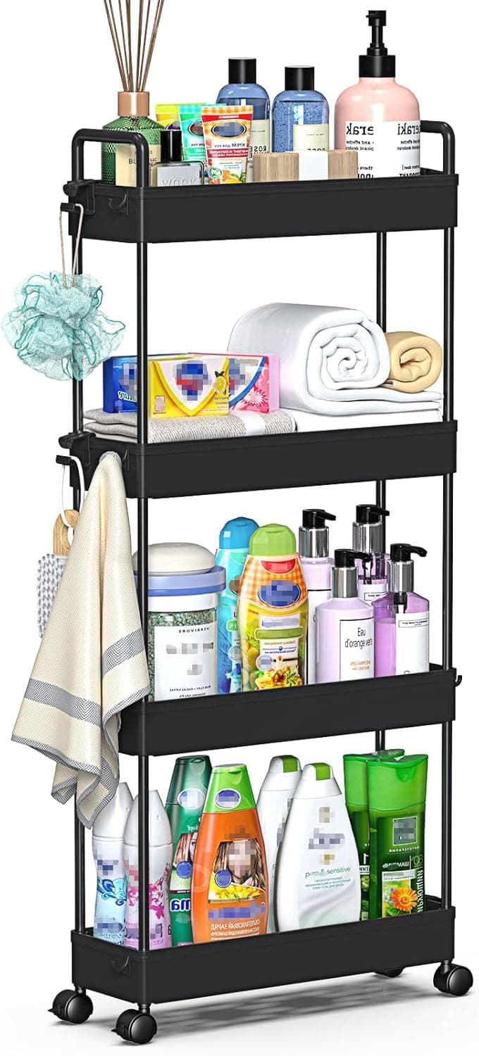 SOLEJAZZ Slim 4-Tier Rolling Storage Cart (4.76 in)