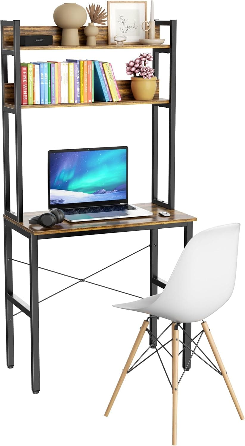 Aquzee 31 in Desk with Hutch Shelves