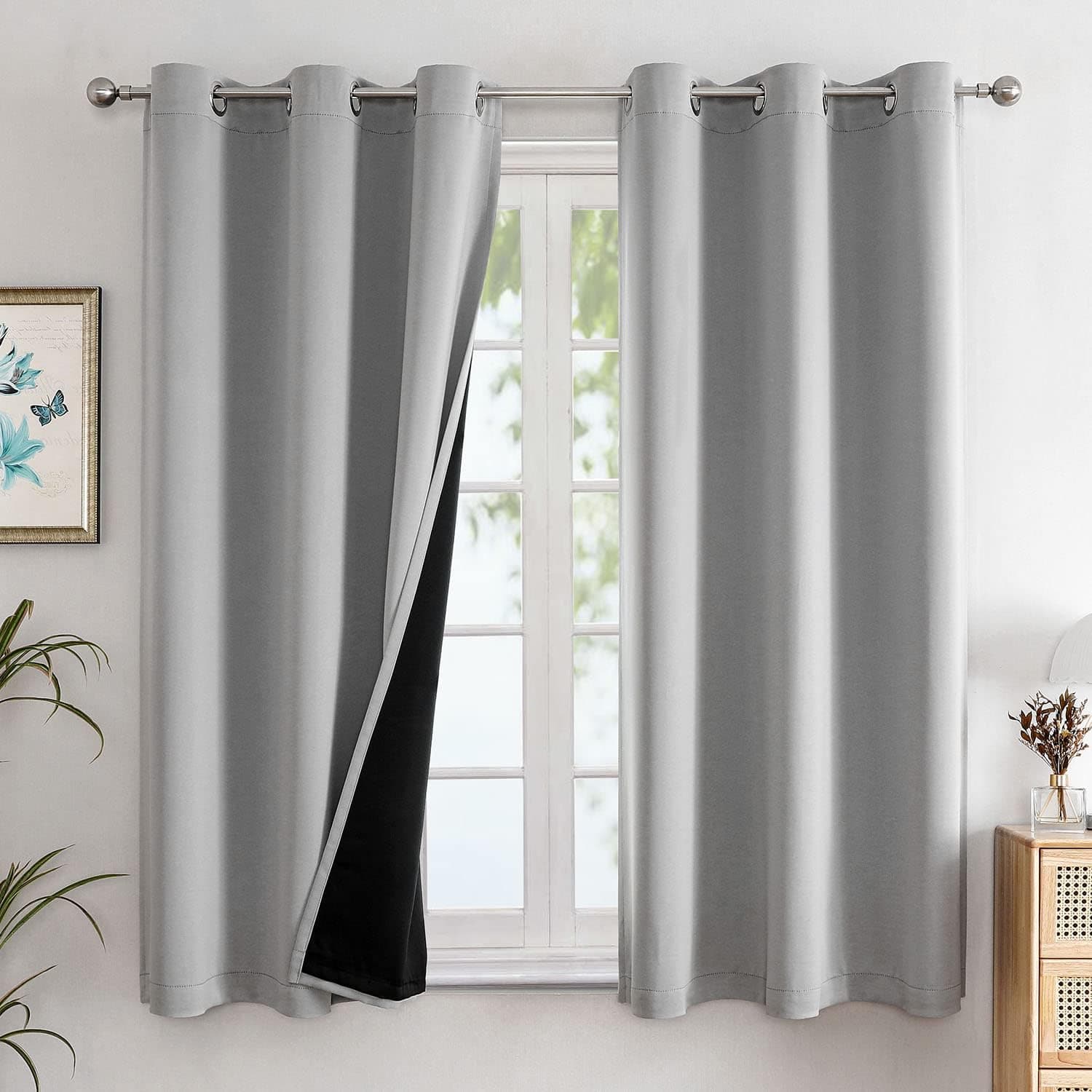 ChrisDowa 100% Blackout Curtains with Black Liner