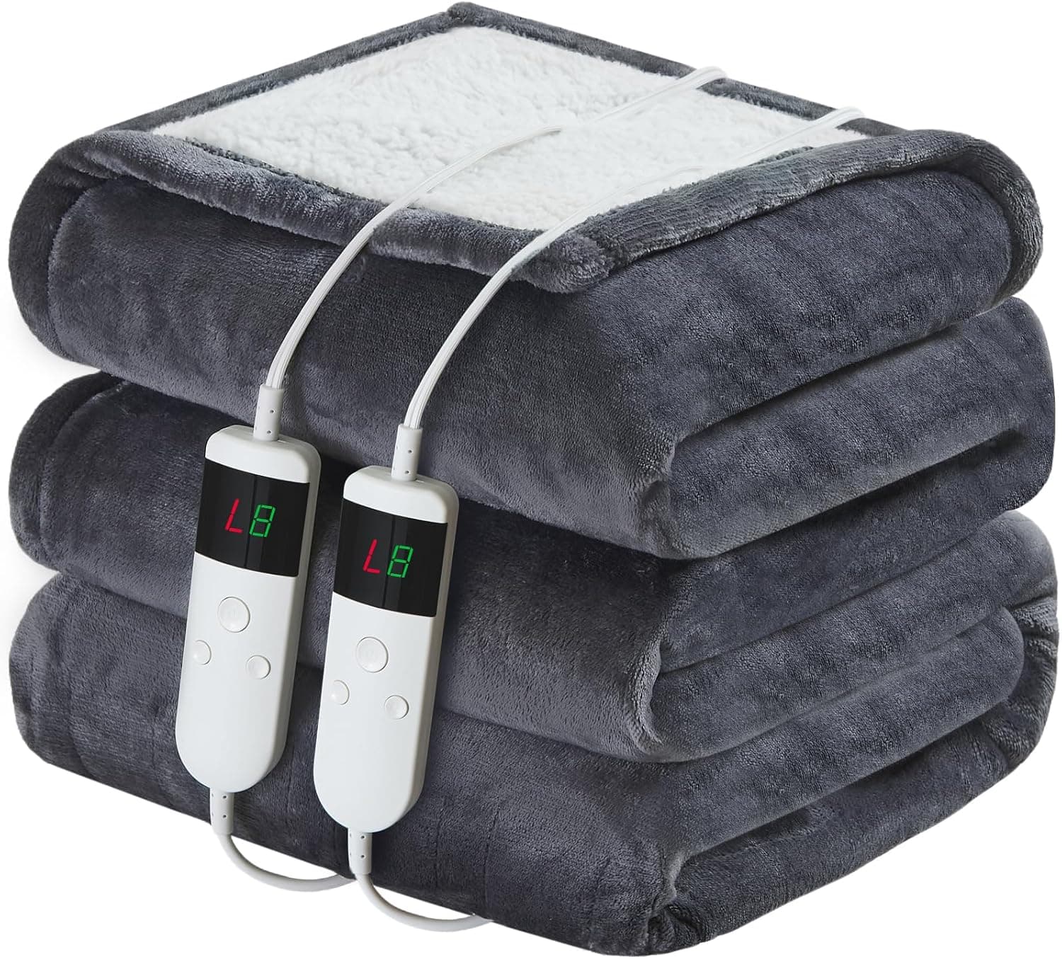 DANENOSA Queen Flannel-Sherpa Heated Blanket