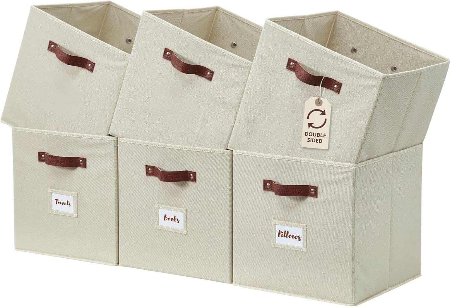 DECOMOMO Fabric Storage Cubes with Labels (6-Pack)