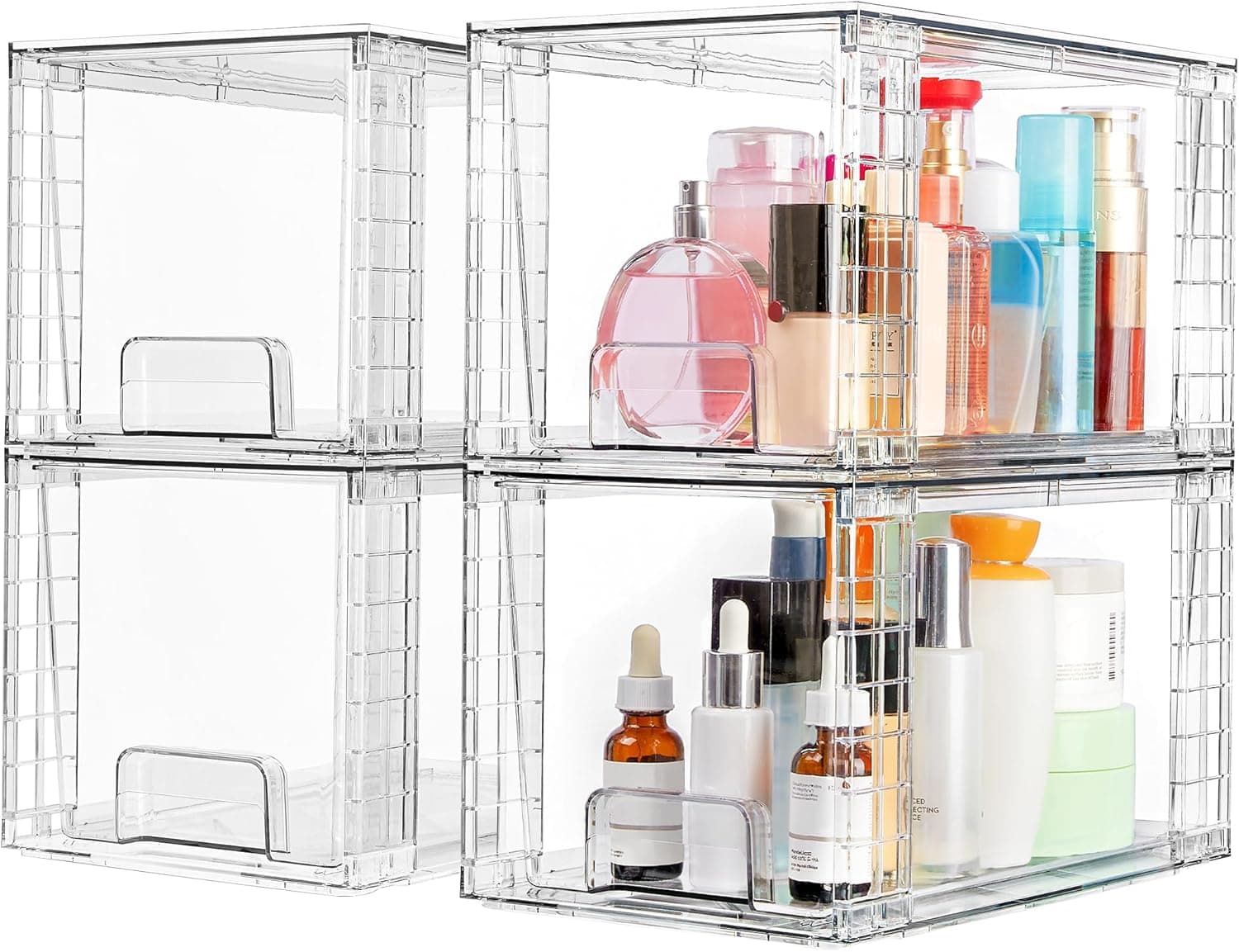Vtopmart Large Stackable Storage Drawers (4-Pack, Clear)