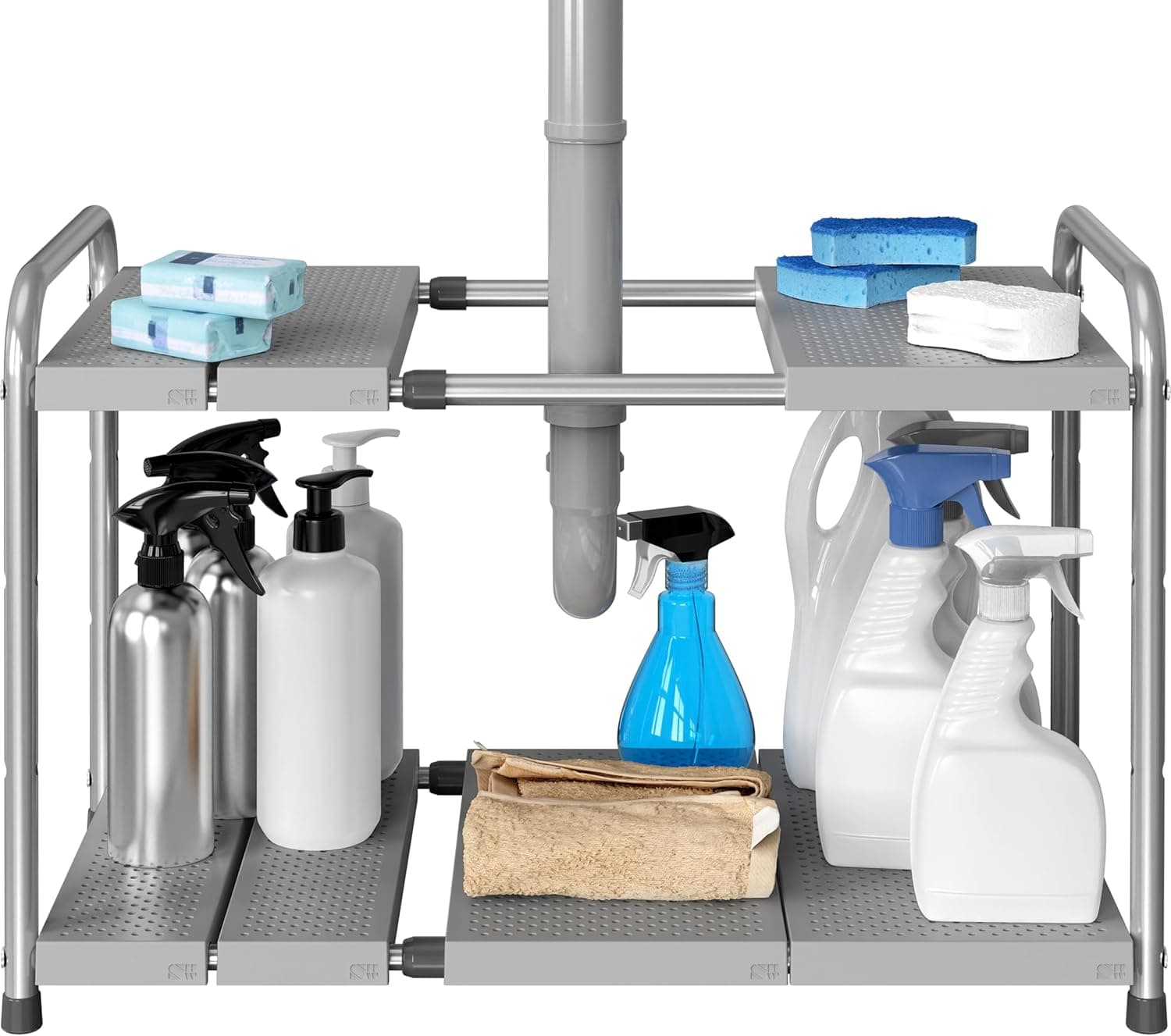 SimpleHouseware Under-Sink 2-Tier Expandable Rack