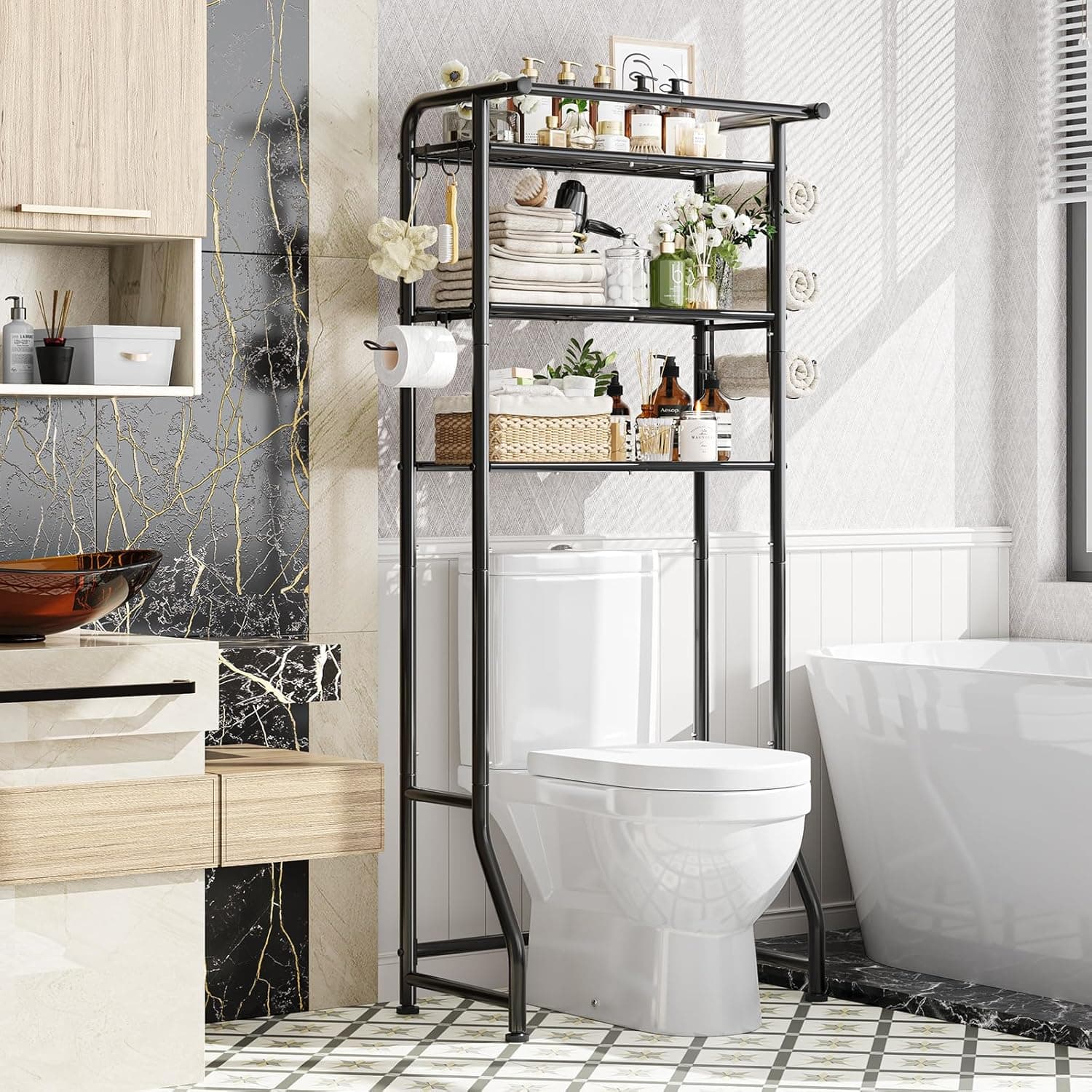 Simple Trending 3-Tier Over-the-Toilet Metal Shelf