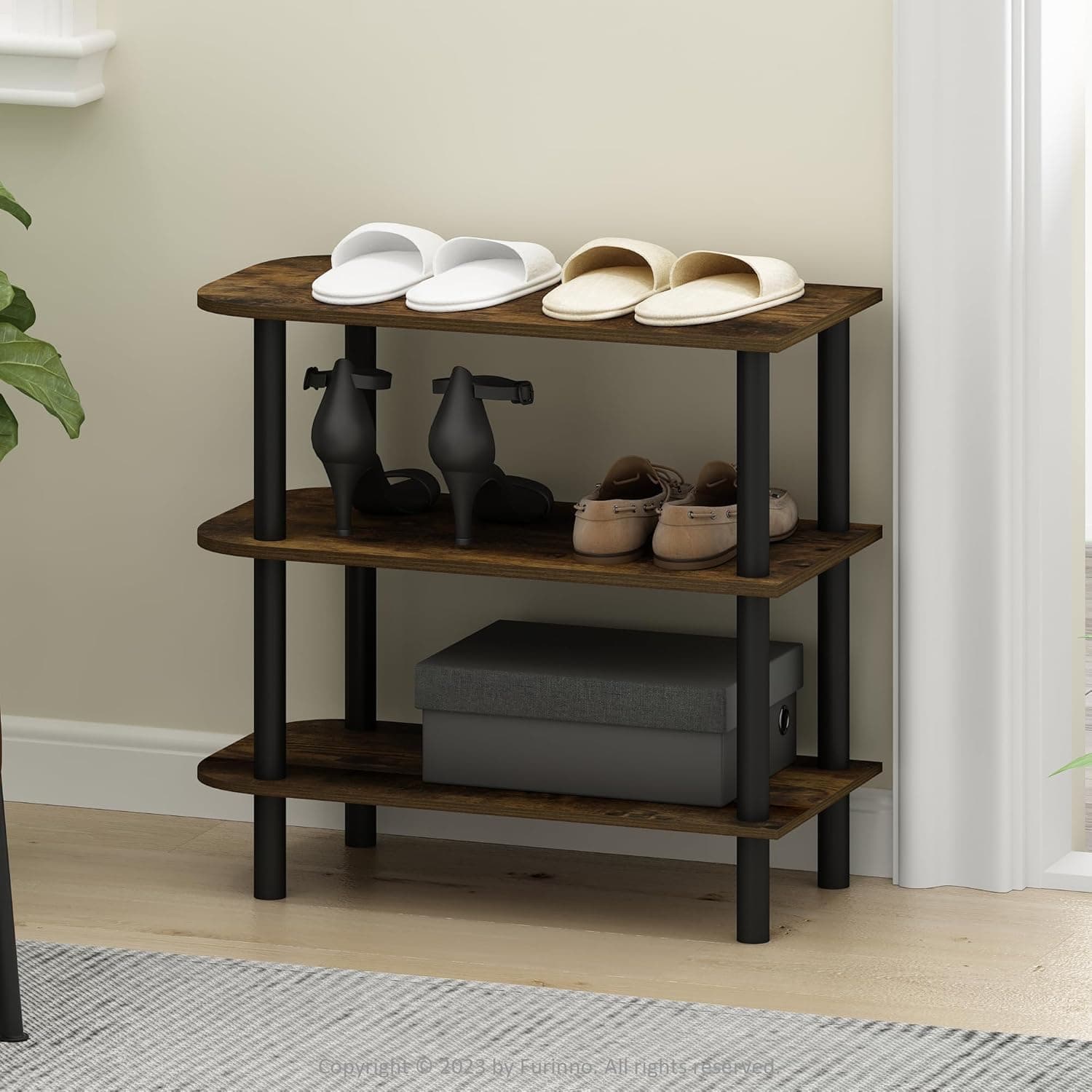 Furinno Turn-N-Tube 3-Tier Narrow Shoe Rack
