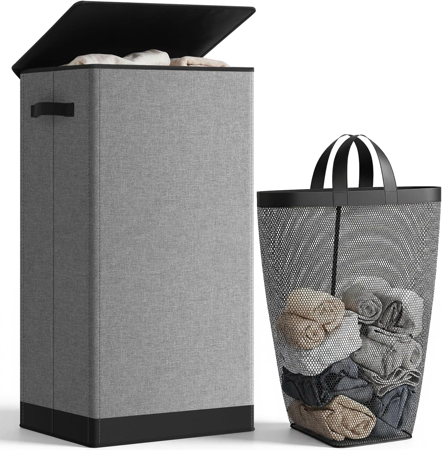 SOLEDI 100L Tall Collapsible Hamper with Lid
