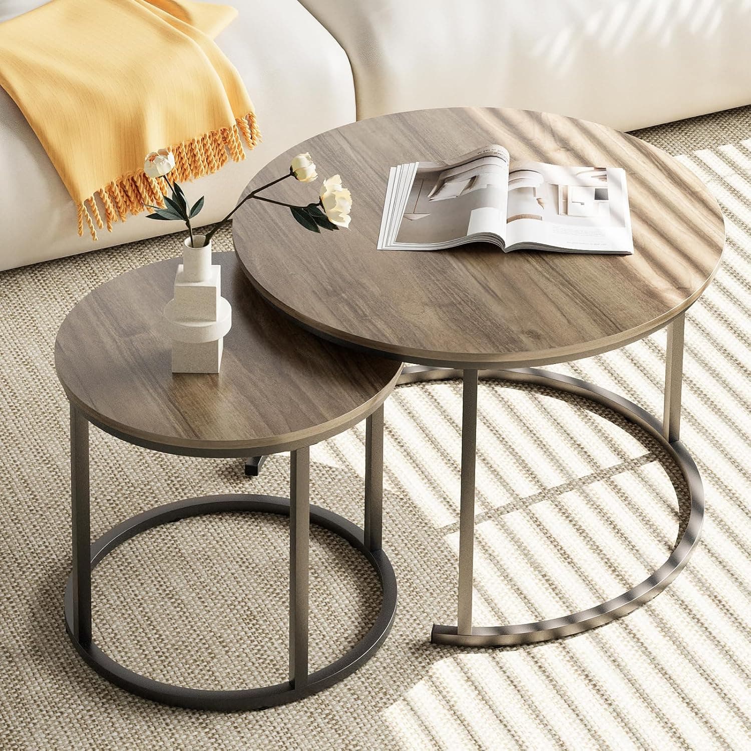 aboxoo Round Nesting Coffee Tables (Set of 2)