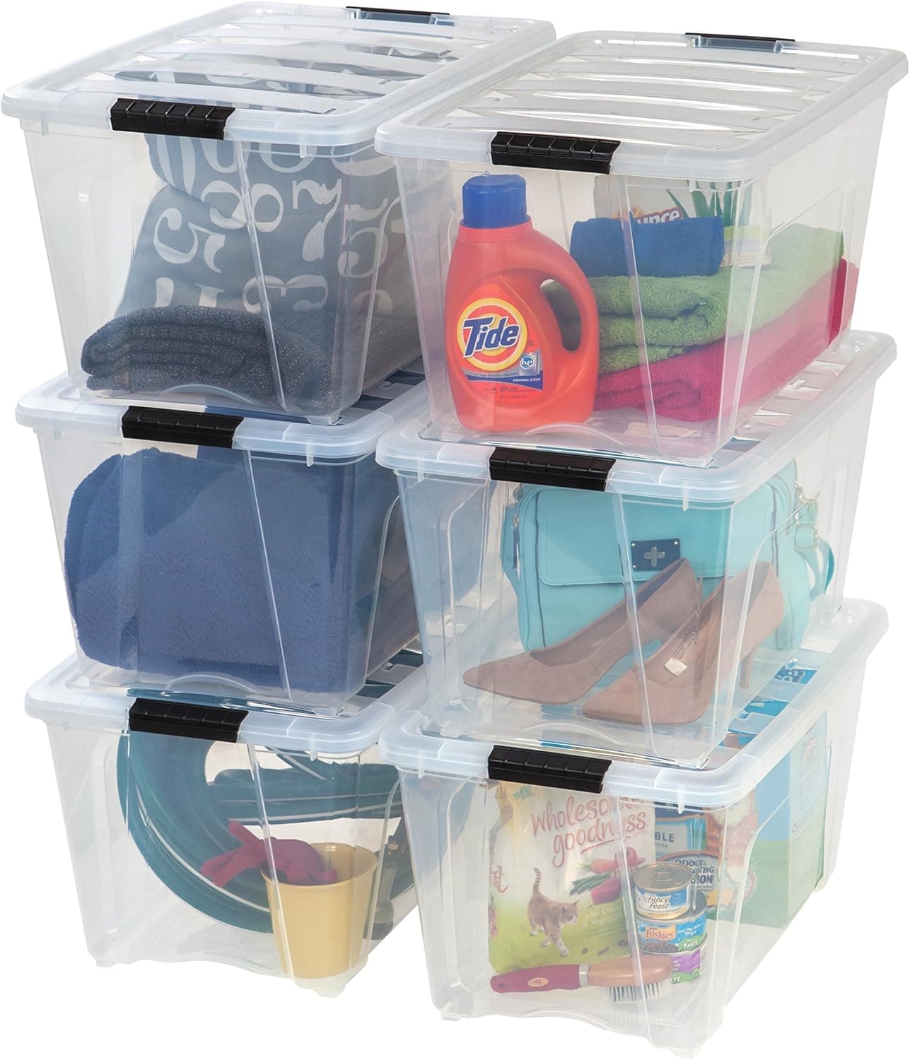 IRIS USA 54 Qt Stackable Bins (6-Pack)