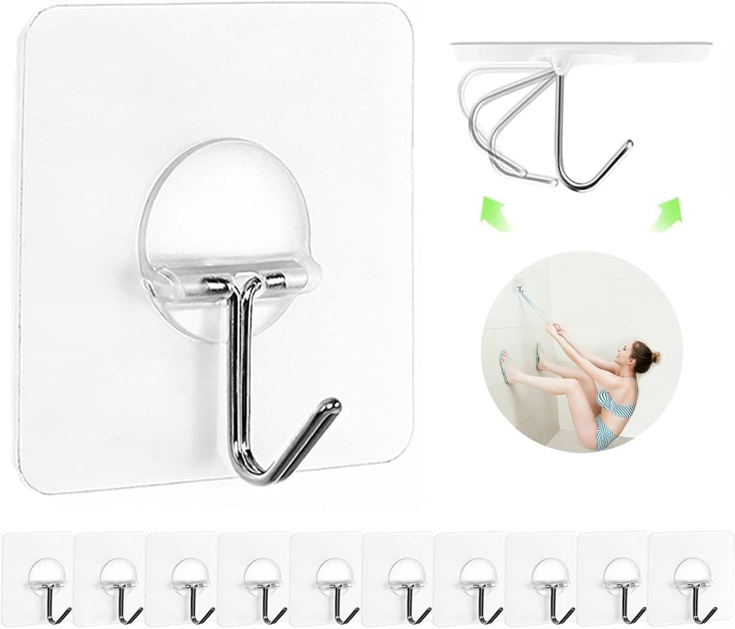 JINSHUNFA Transparent Adhesive Hooks (13 lb)