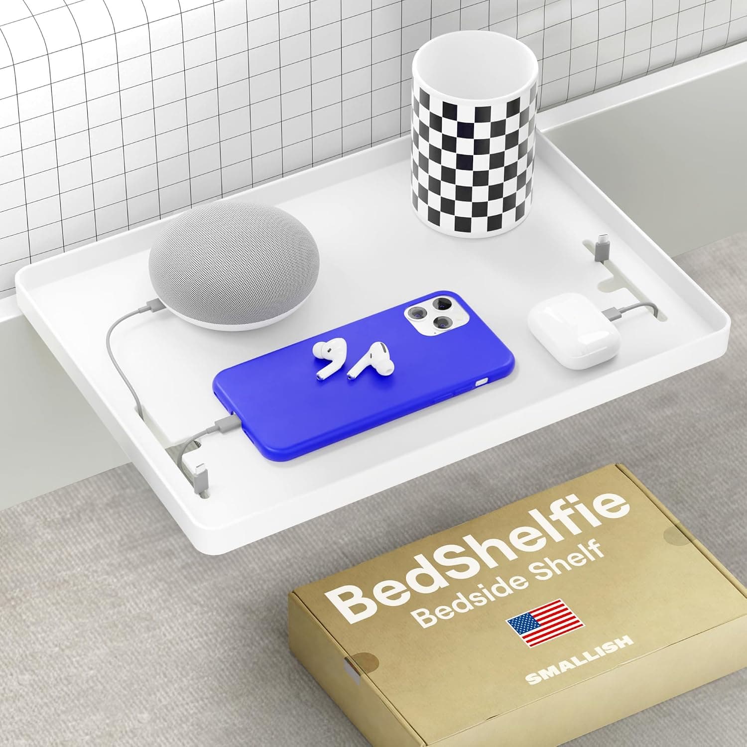 BedShelfie Clamp-On Bedside Shelf