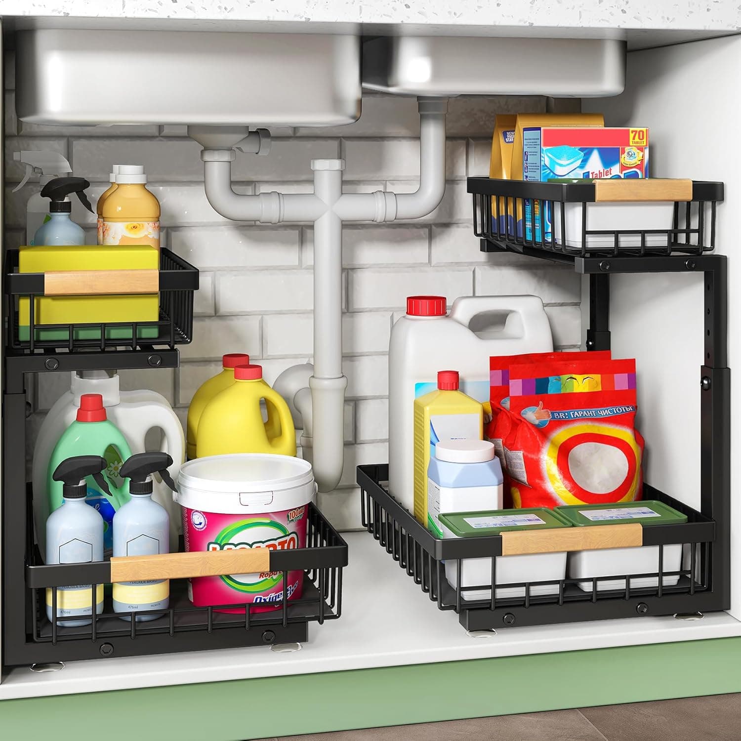 Kitstorack 2-Tier Slide-Out Under-Sink Drawers (2-Pack)