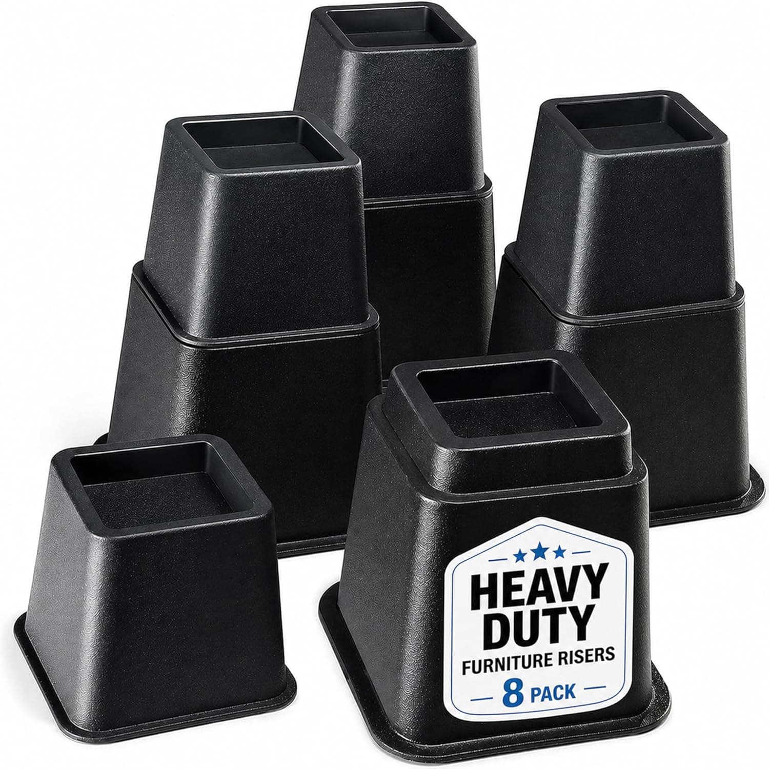 Home-it Adjustable Bed Risers (Set of 8, 3/5/8 in)