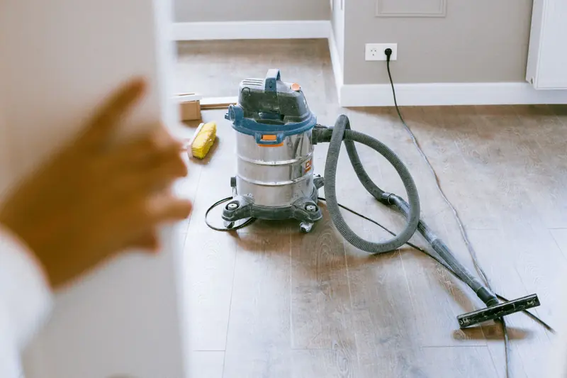 Industrial vacuum cleaner in a newly renovated apartment for a spotless finish